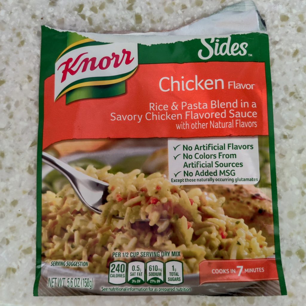 Rice packet for #3 and #4: Knorr Rice Sides Chicken Flavor